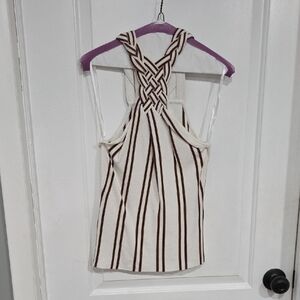 White House Black Market Cream and Brown Striped Top